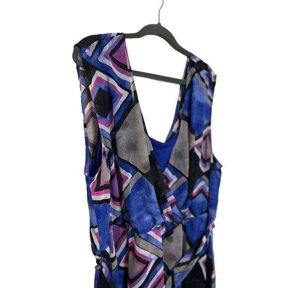 Lane Bryant Ladies Purple Multi-Color Belted Knee Length Stylish Dress SZ 24/26 - Picture 6 of 9